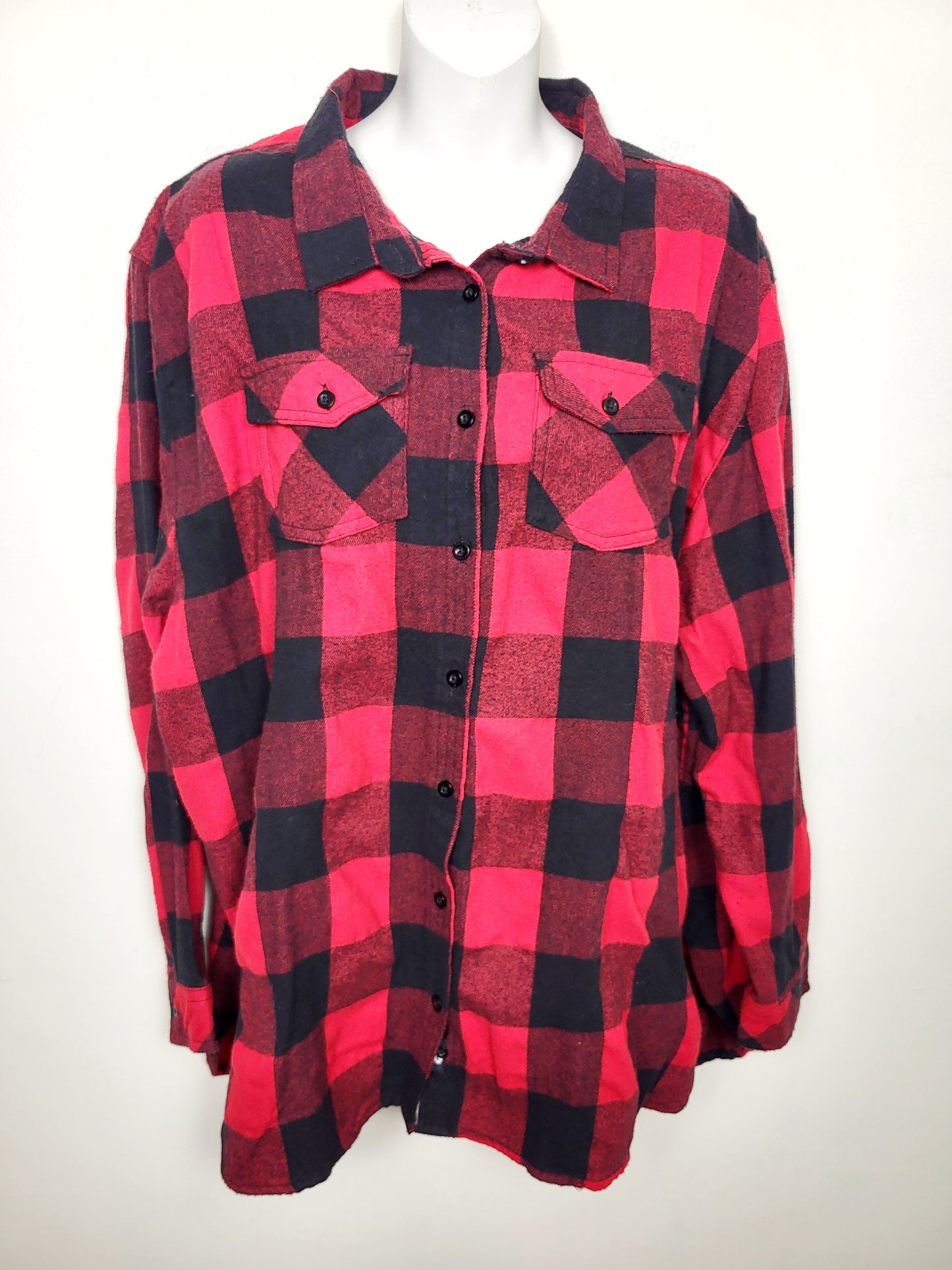 Westcoastees red buffalo plaid Vancouver Island button down flannel shirt. Size 2XL