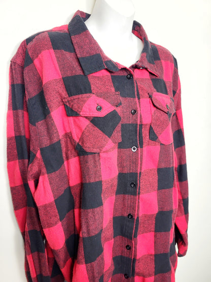 Westcoastees red buffalo plaid Vancouver Island button down flannel shirt. Size 2XL