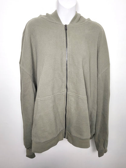 Brunette the Label green waffle knit zip up hoodie. Size 2XL - 3XL