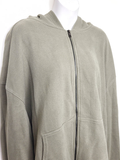 Brunette the Label green waffle knit zip up hoodie. Size 2XL - 3XL