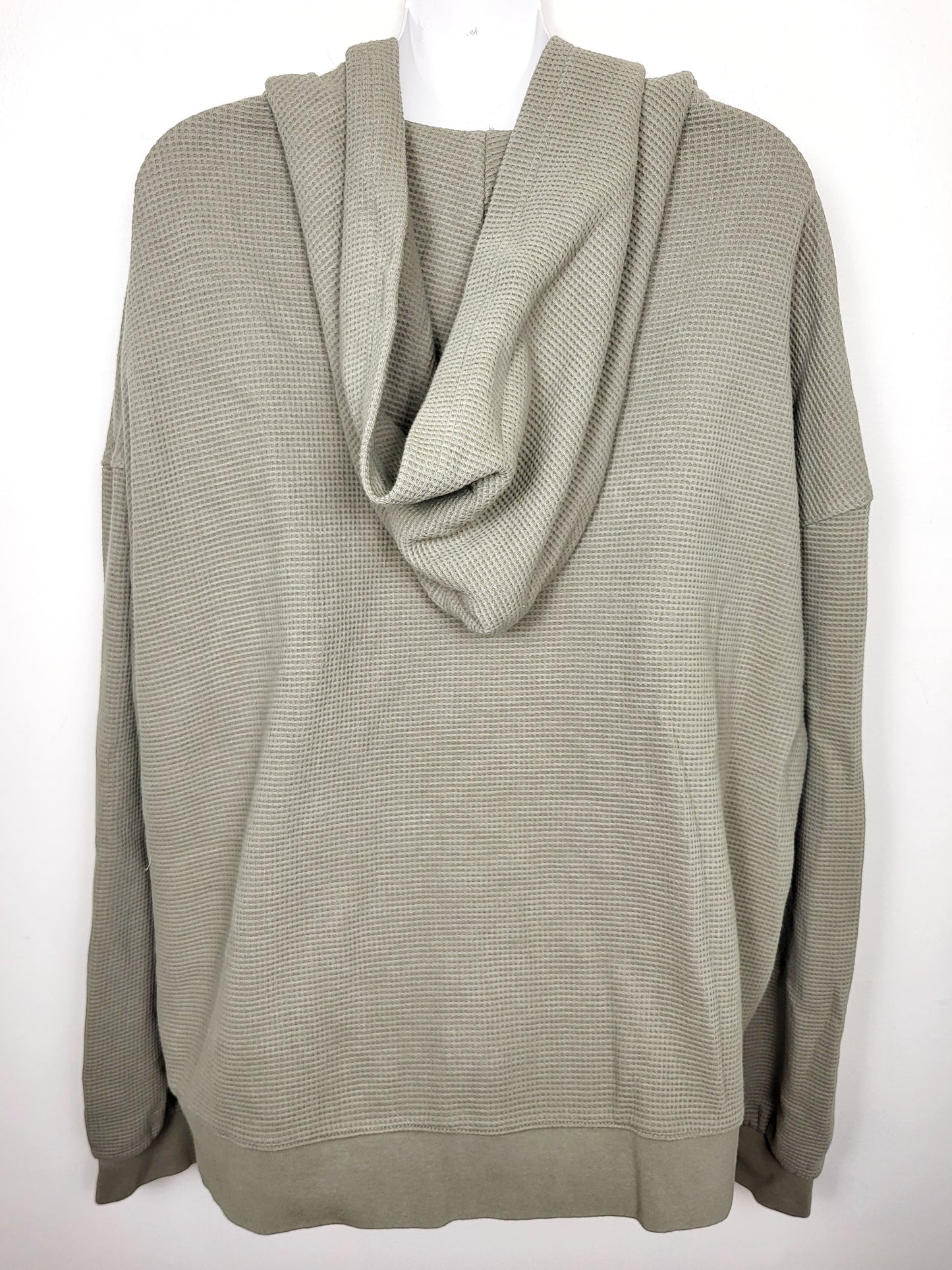 Brunette the Label green waffle knit zip up hoodie. Size 2XL - 3XL