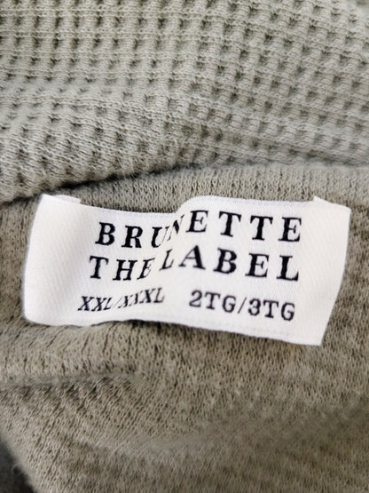 Brunette the Label green waffle knit zip up hoodie. Size 2XL - 3XL