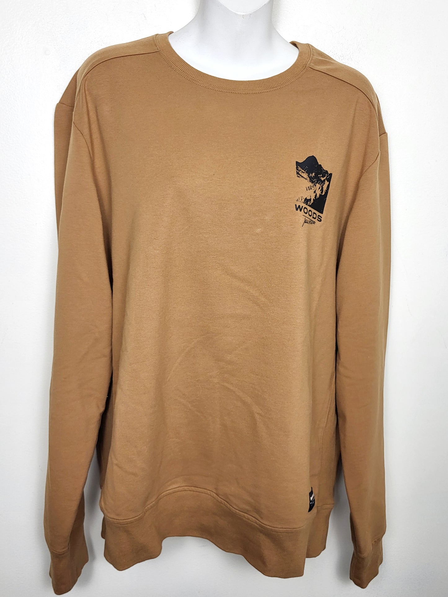 Woods tan crewneck sweatr. Men's Large / Ladies XL