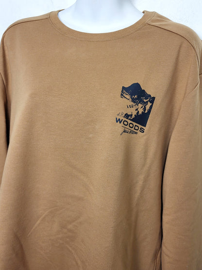Woods tan crewneck sweatr. Men's Large / Ladies XL