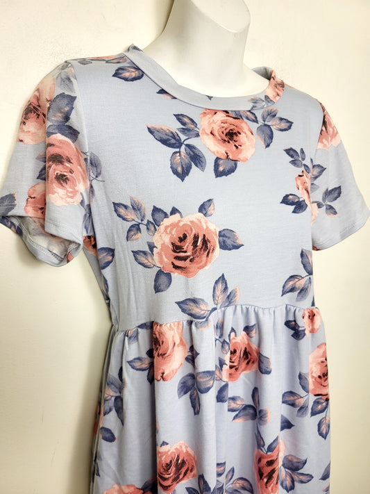 NEW - La Clef blue floral print A-line dress. Size large