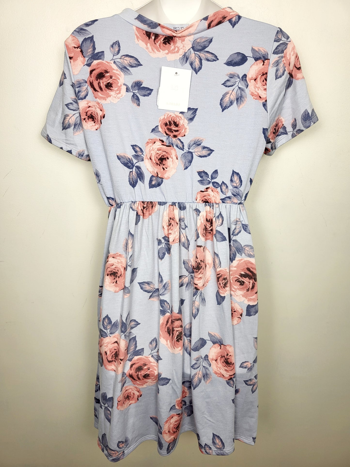 NEW - La Clef blue floral print A-line dress. Size large