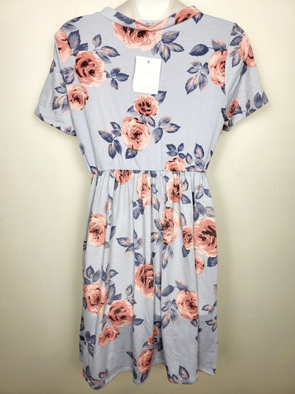 NEW - La Clef blue floral print A-line dress. Size large