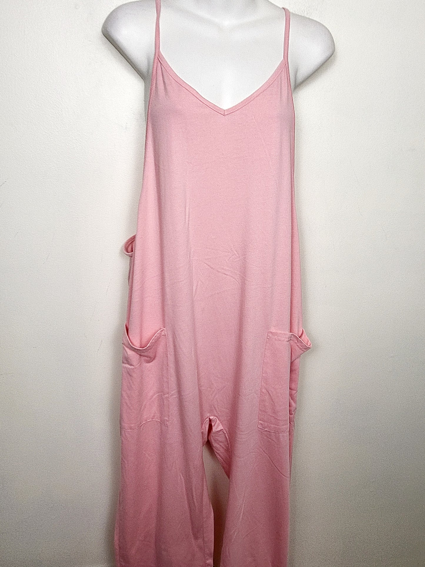 Pink oversize baggy romper / coveralls. Size large