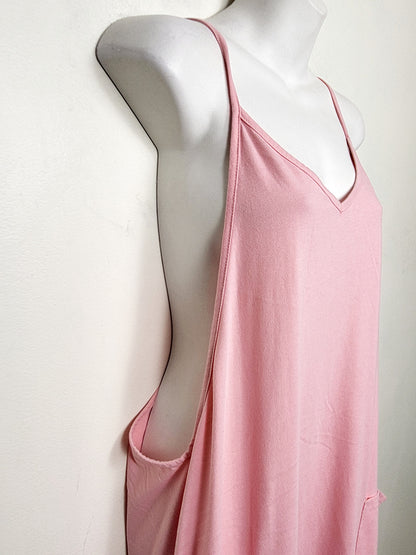 Pink oversize baggy romper / coveralls. Size large