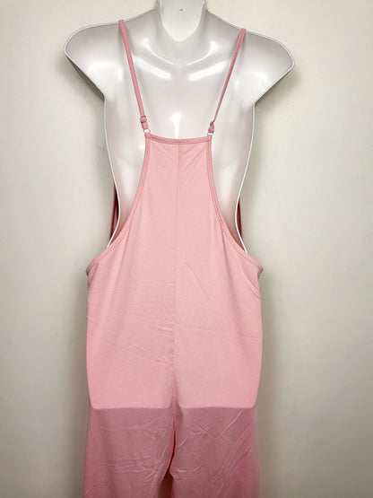 Pink oversize baggy romper / coveralls. Size large