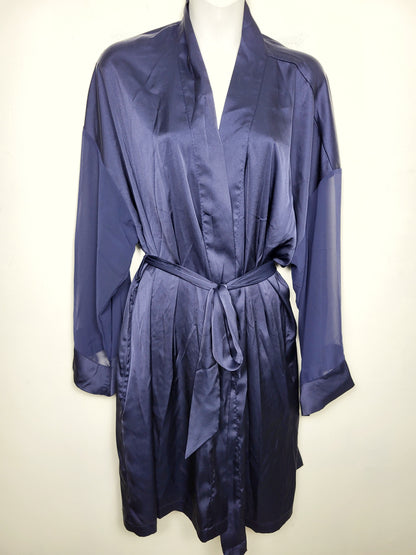 La Vie en Rose navy belted robe. Size large