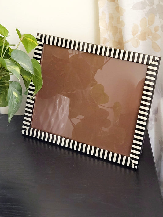 Natalini 8 x 10 inch black and white striped photo frame (sorry, no shipping)