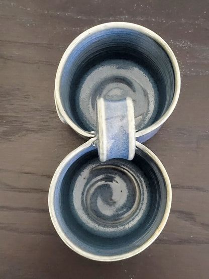 Blue handmade handled "Clean/Dirty" ceramic utensil holder (sorry, no shipping)