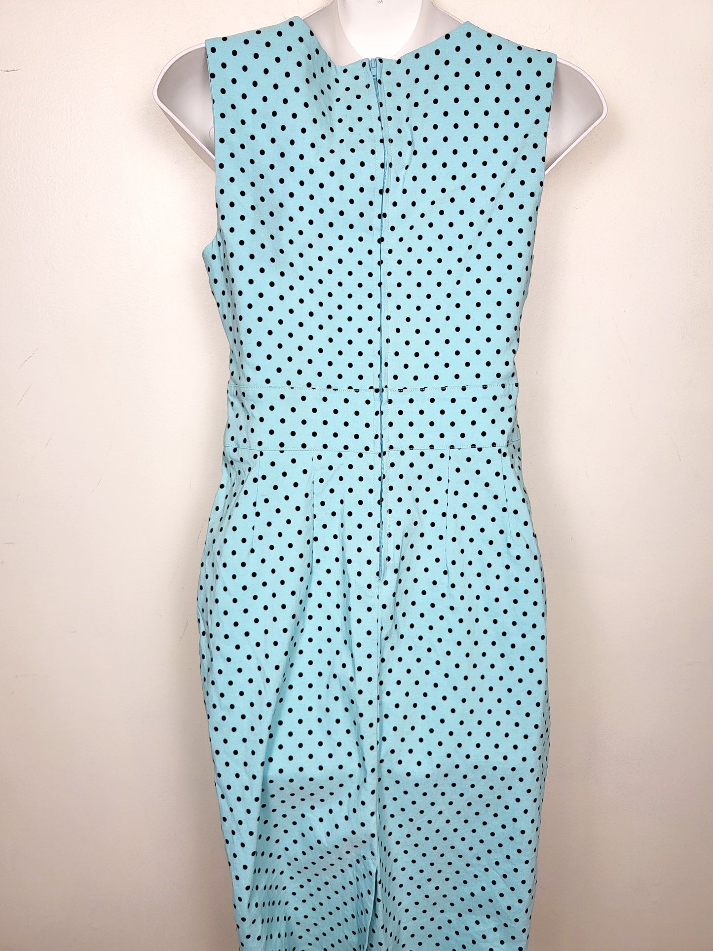 Hell Bunny Vixen aqua polka dot "Miley" pin-up / rockabilly style dress. Size small
