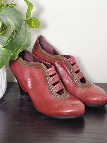 Everybody by BZ Moda red leather heeled booties. Size 37 (US size 6.5)