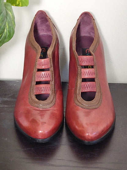 Everybody by BZ Moda red leather heeled booties. Size 37 (US size 6.5)