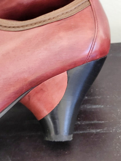 Everybody by BZ Moda red leather heeled booties. Size 37 (US size 6.5)