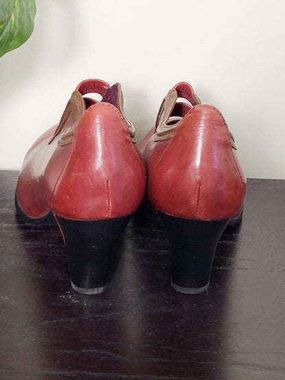 Everybody by BZ Moda red leather heeled booties. Size 37 (US size 6.5)