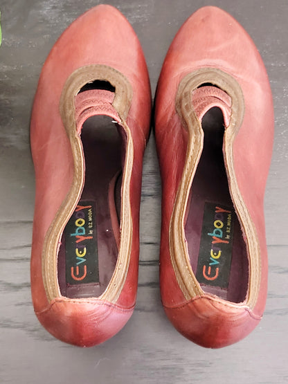 Everybody by BZ Moda red leather heeled booties. Size 37 (US size 6.5)