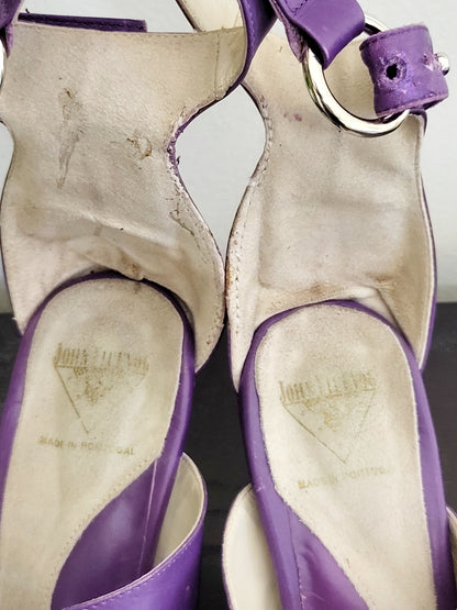 John Fluevog deep purple heeled sandals. Size 6.5