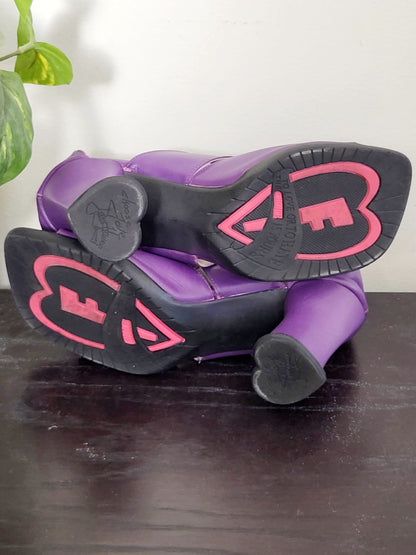 John Fluevog deep purple heeled sandals. Size 6.5