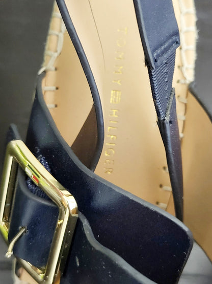 Tommy Hilfiger navy rope wedge sandals. Size 7M