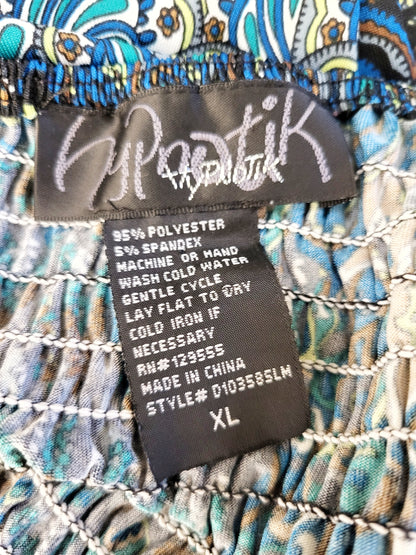 Hypnotik peacock patterned Y2K smocked shift dress. Size XL