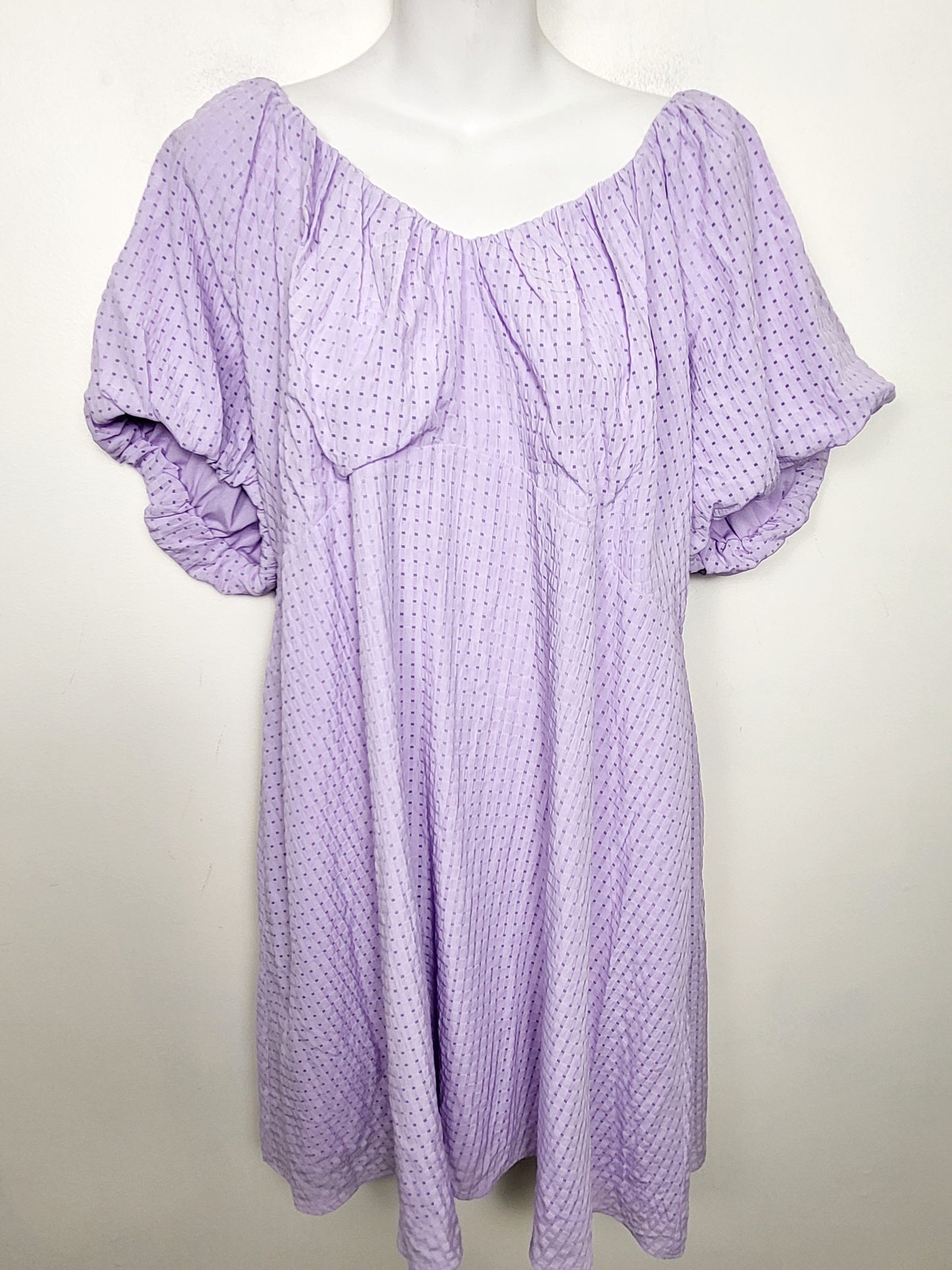 NEW - Old Navy light purple puff-sleeve seersucker mini dress. Size XL