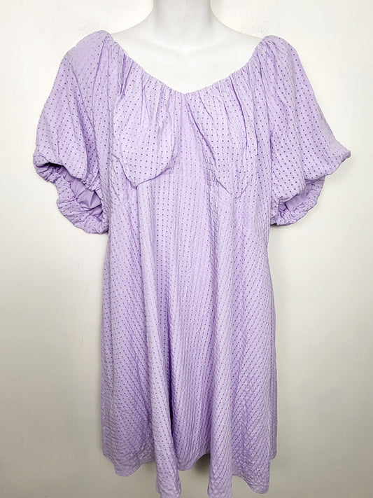 NEW - Old Navy light purple puff-sleeve seersucker mini dress. Size XL