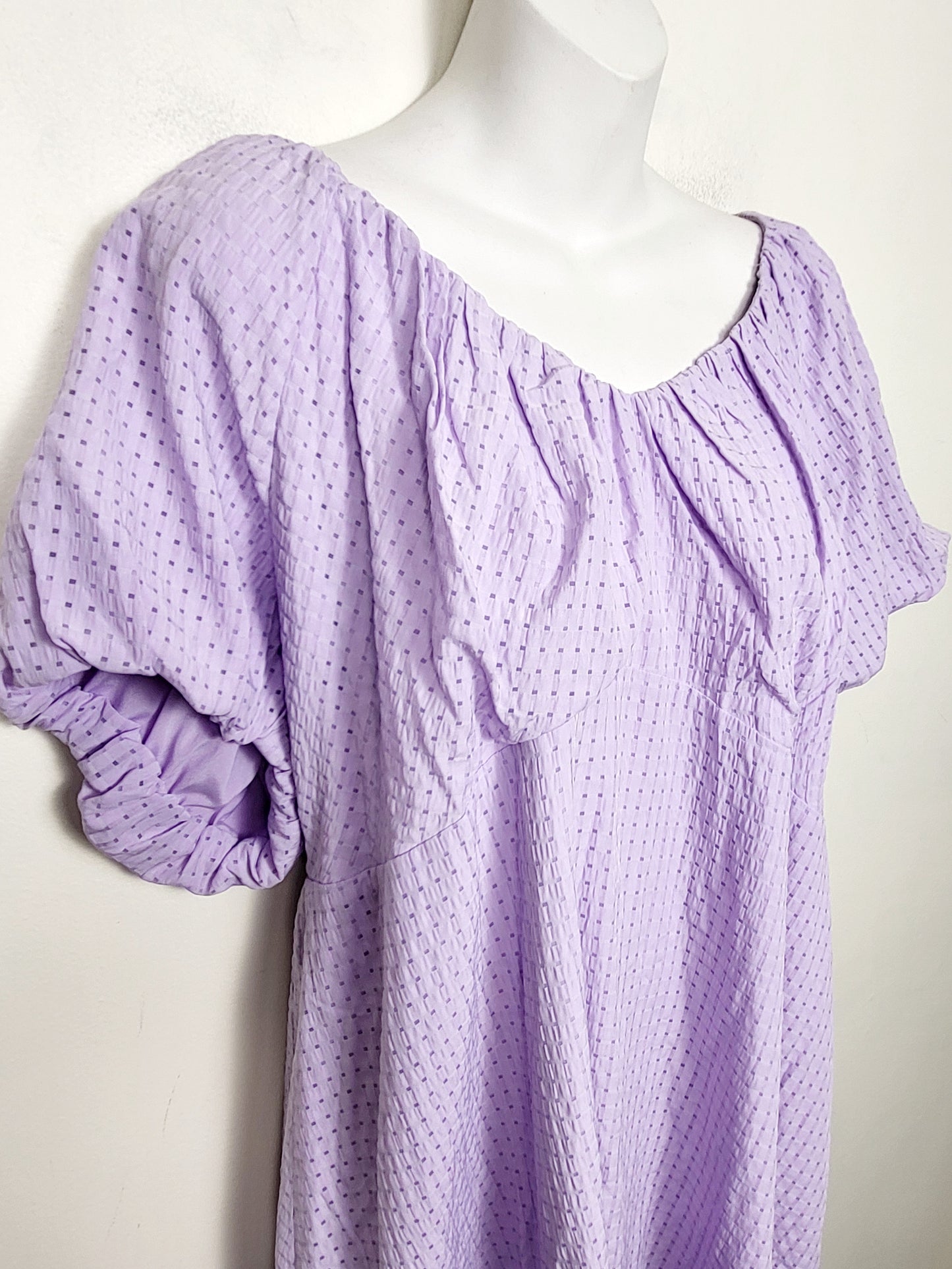 NEW - Old Navy light purple puff-sleeve seersucker mini dress. Size XL