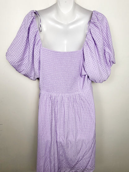 NEW - Old Navy light purple puff-sleeve seersucker mini dress. Size XL