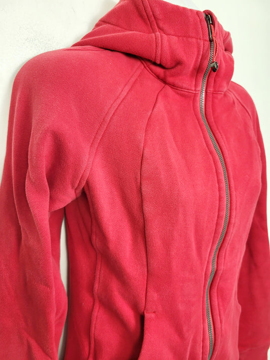 Lululemon red fleecy lined Scuba hoodie. Size 6