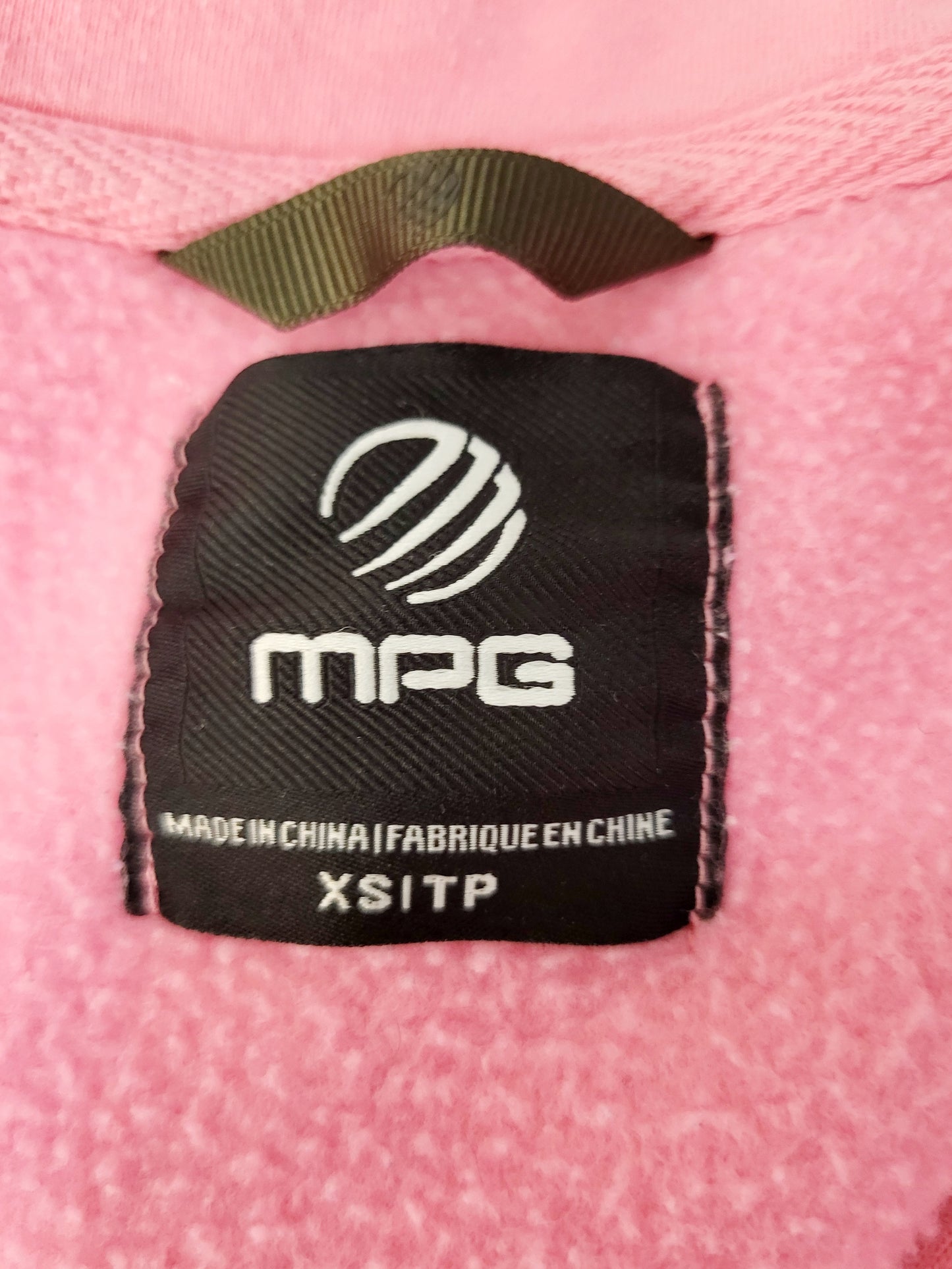 MPG pink LuxeFleece zip up hoodie. Size XS