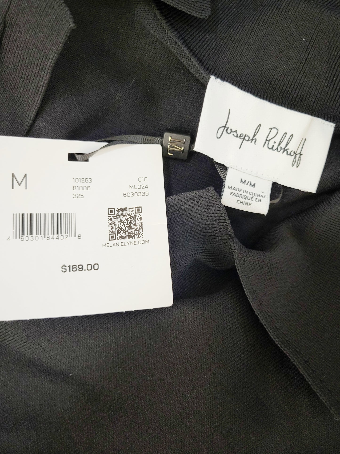 NEW - Joseph Ribkoff black and white colour block top. Size medium