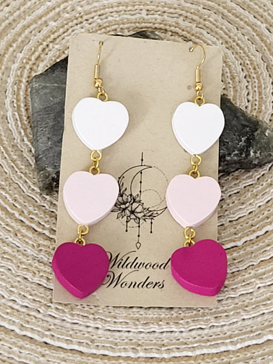 NEW - Wildwood Wonders wooden dangly heart earrings