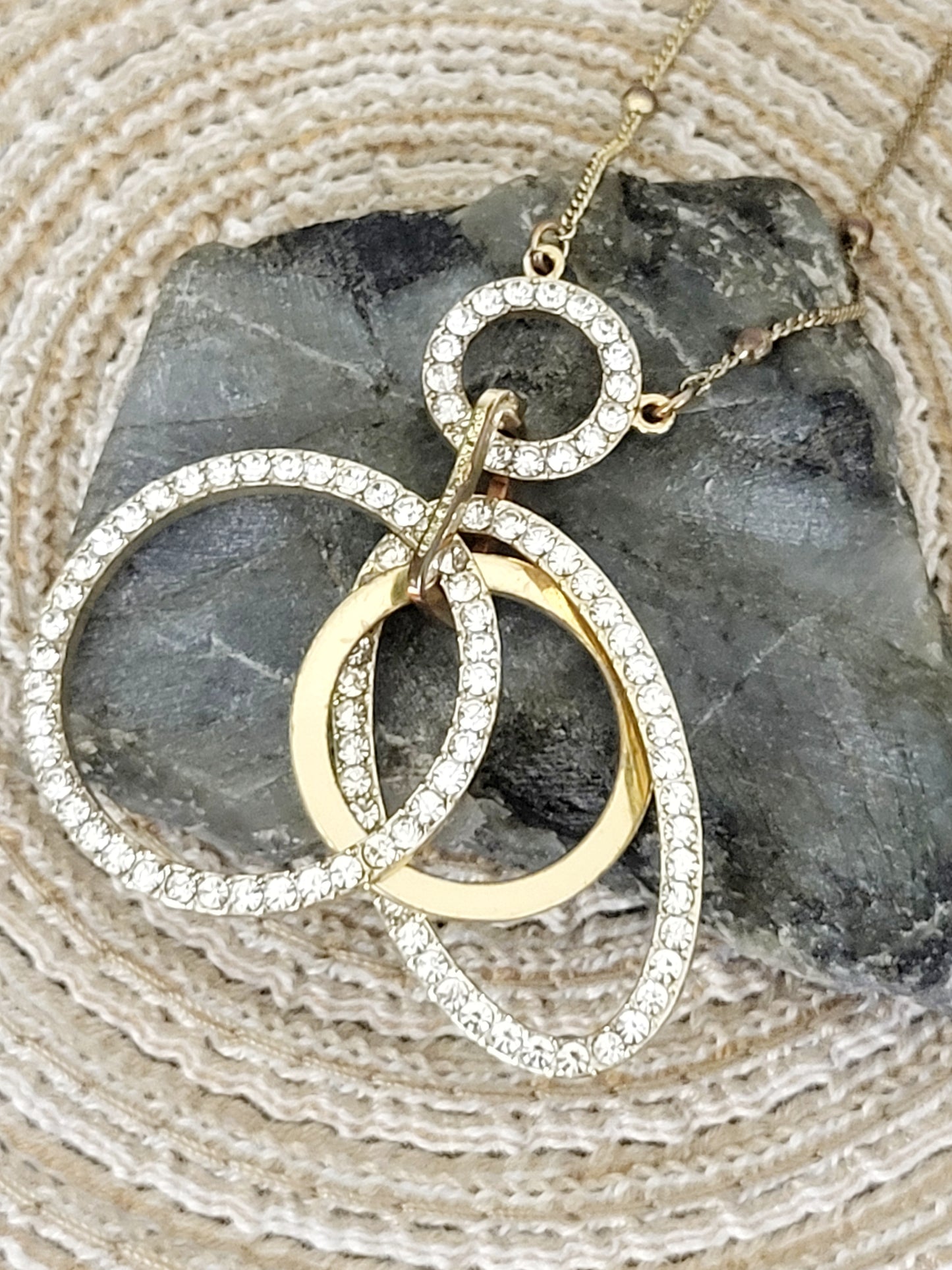 Gold toned and rhinestone necklace