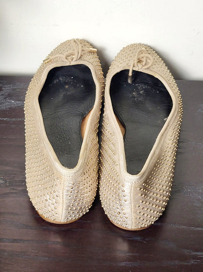 Coach Lara studded metallic ballet flats in a dull gold/nude colour. Size 39 (US size 8)