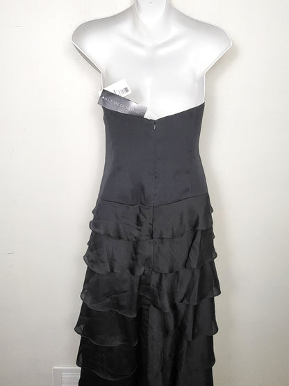 NEW - Alfred Sung black ruffle sleeveless maxi gown. Size 6