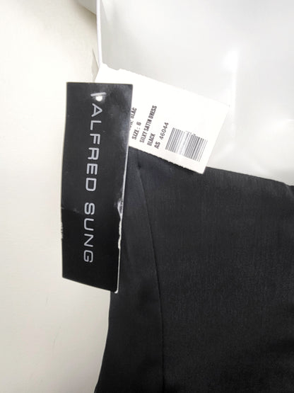 NEW - Alfred Sung black ruffle sleeveless maxi gown. Size 6