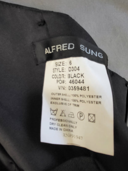 NEW - Alfred Sung black ruffle sleeveless maxi gown. Size 6