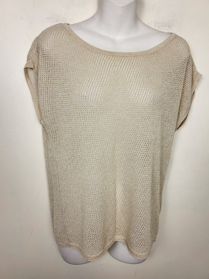 Reitmans beige loose knit top with gold sparkles. Size medium