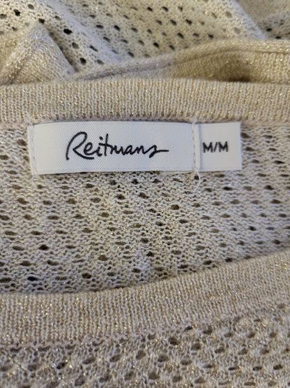 Reitmans beige loose knit top with gold sparkles. Size medium
