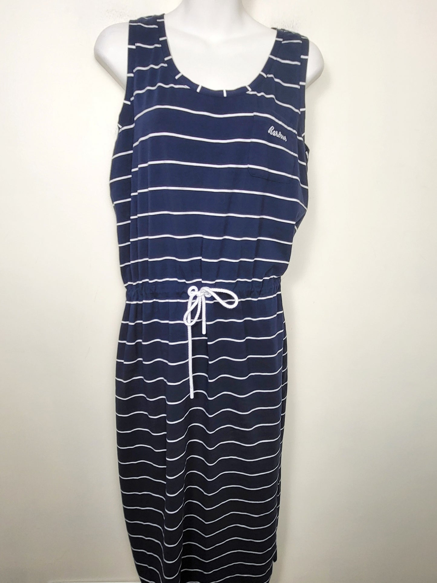 Barbour navy striped sleeveless dress with cinch waist. Size 10 - retails for $120 new