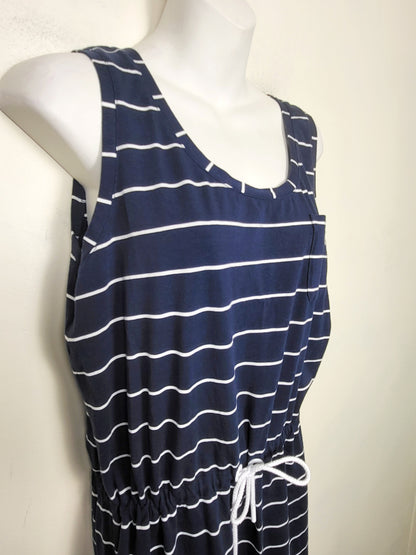 Barbour navy striped sleeveless dress with cinch waist. Size 10 - retails for $120 new