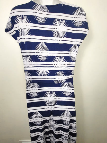 Lands' End Blue And White Floral Mock Wrap Dress. Size 14/16