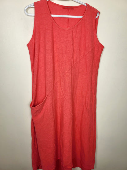 Cut-loose pinky-coral sleeveless maxi dress. Size XL