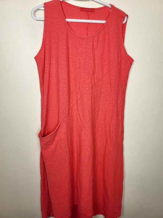 Cut-loose pinky-coral sleeveless maxi dress. Size XL