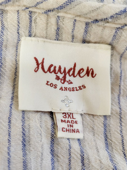 Hayden striped 100% cotton Boho ruffle top. Size 3XL