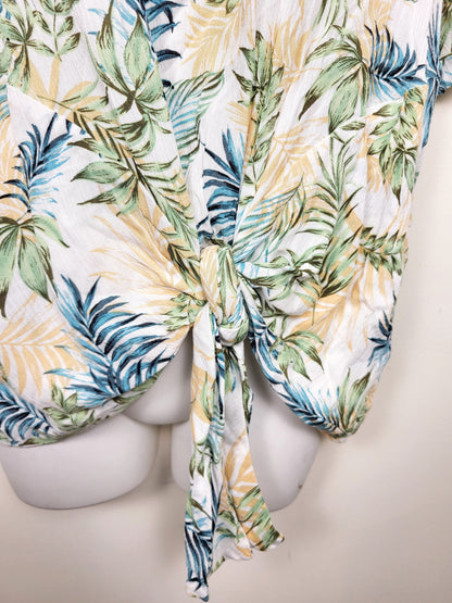Andthewhy leaf printed knotted rayon top. Size small