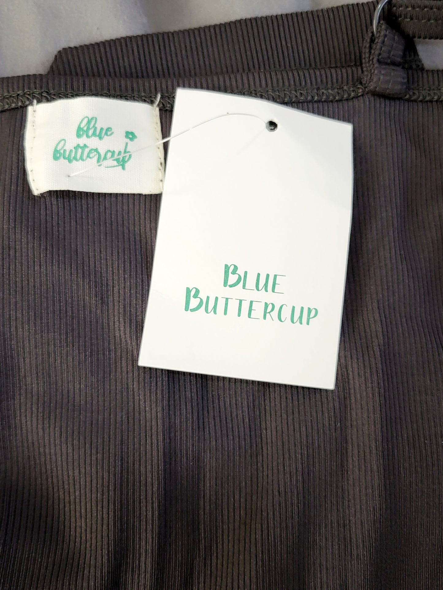 NEW - Blue Buttercup dark grey ribbed. Size large